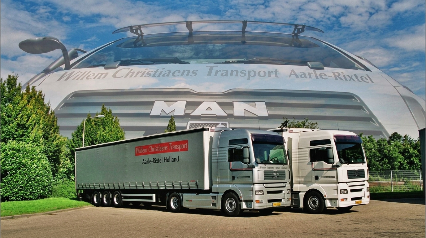Twee Christiaens-trucks van Willem Christiaens Transport Aarle-Rixtel